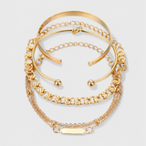 Juego de Pulseras de Cadena de Metal de 4 Piezas